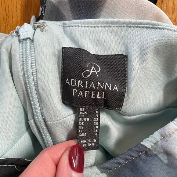 Adrianna Papell Floral Halter Sleeveless Chiffon Gown, Size 0 - Picture 6 of 14